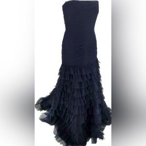 Tadashi Shoji Navy Strapless Formal Gown Size 10 NWT